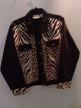Vintage New Identity Zebra & Leopard Animal Print Jacket Bold Wild Hearts
